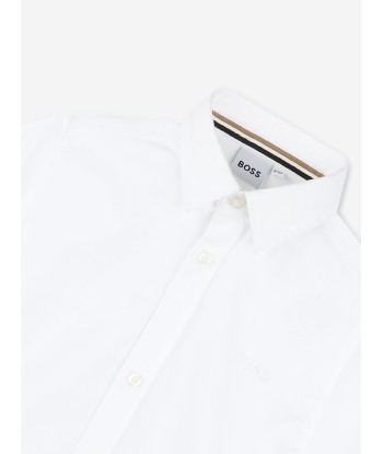 BOSS Boys Short Sleeve Logo Shirt in White solde