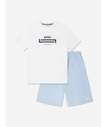 BOSS Boys T-Shirt And Shorts Set in White acheter