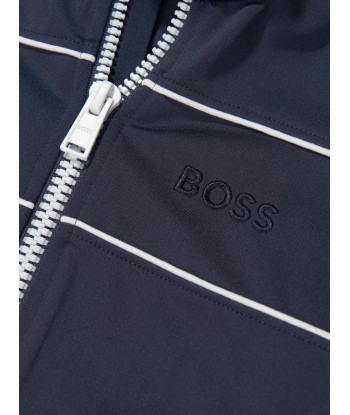 BOSS Boys Zip Up Track Jacket in Navy s'inspire de l'anatomie humaine