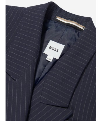 BOSS Boys Striped Suit Jacket in Navy 50-70% off 