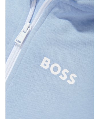 BOSS Boys Logo Zip Up Top in Blue de votre