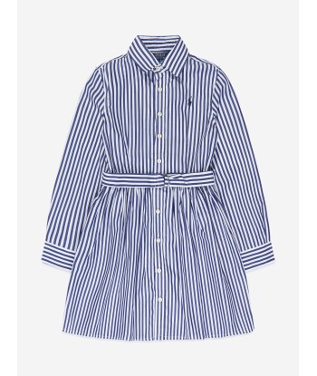 Ralph Lauren Girls Blue Striped Cotton Shirt Dress la chaussure