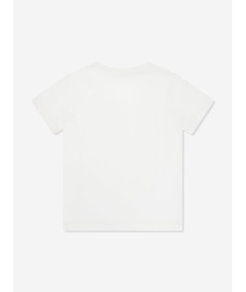 Versace Girls Floral Logo T-Shirt in White Faites des économies