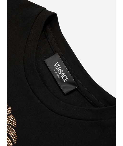 Versace Girls Diamante Medusa T-Shirt in Black sur le site 