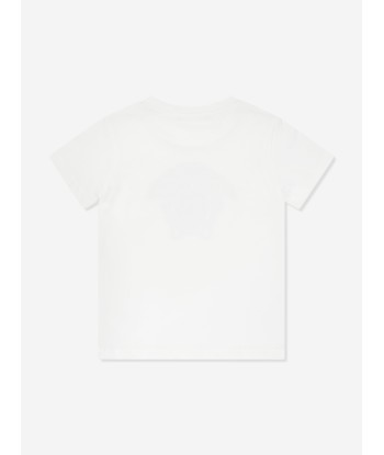 Versace Girls Diamante Medusa T-Shirt in White pas cher