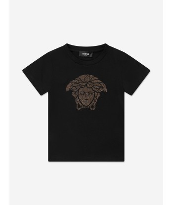 Versace Girls Diamante Medusa T-Shirt in Black sur le site 