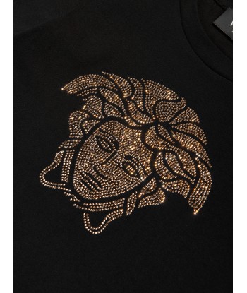 Versace Girls Diamante Medusa T-Shirt in Black sur le site 