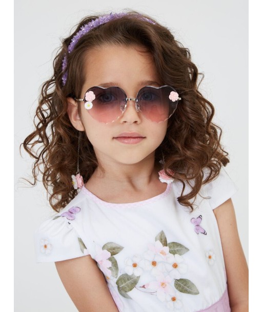 Monnalisa Girls Falling Flower Heart Sunglasses With Case in Purple français