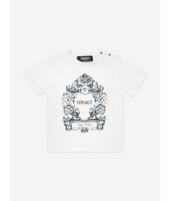 Versace Baby Stemma Logo T-Shirt in White de pas cher