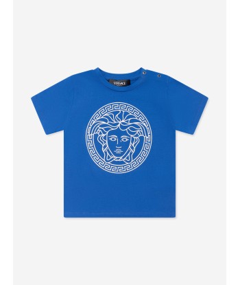 Versace Baby Medusa Greca Print T-Shirt in Blue hantent personnes