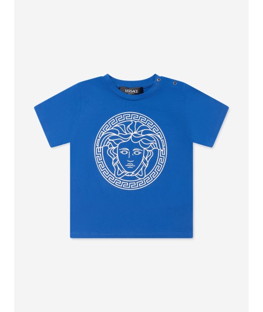 Versace Baby Medusa Greca Print T-Shirt in Blue hantent personnes