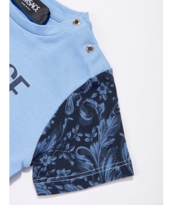 Versace Baby Boys Barocco Logo T-Shirt in Blue en ligne des produits 