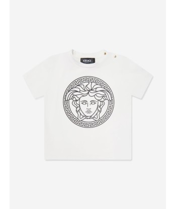 Versace Baby Medusa Greca Print T-Shirt in White livraison et retour toujours gratuits