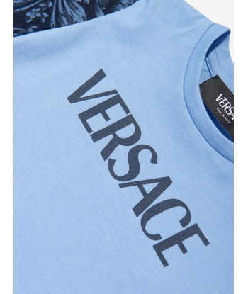 Versace Baby Boys Barocco Logo T-Shirt in Blue en ligne des produits 