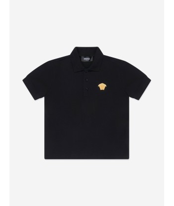 Versace Boys Medusa Logo Polo Shirt in Black de la marque