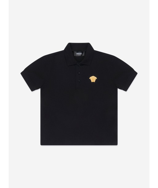 Versace Boys Medusa Logo Polo Shirt in Black de la marque