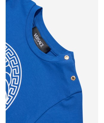 Versace Baby Medusa Greca Print T-Shirt in Blue hantent personnes