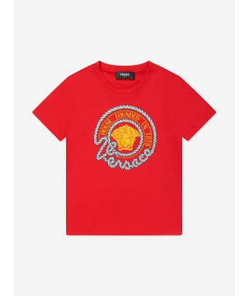 Versace Boys Nautical Medusa Logo T-Shirt in Red Economisez 