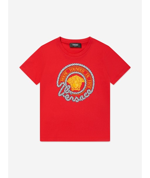 Versace Boys Nautical Medusa Logo T-Shirt in Red Economisez 