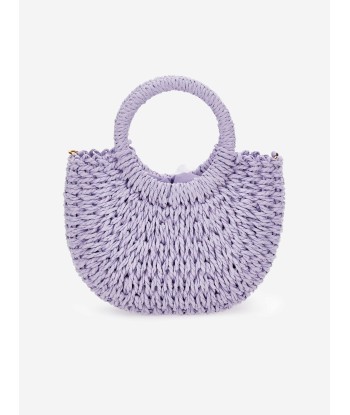 Monnalisa Girls Rafia Flower Crossbody Bag in Purple (33cm) en ligne