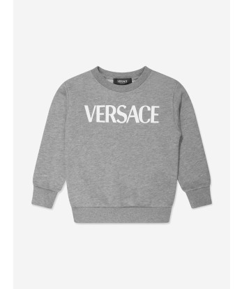 Versace Boys Logo Print Sweatshirt in Grey Comment ça marche