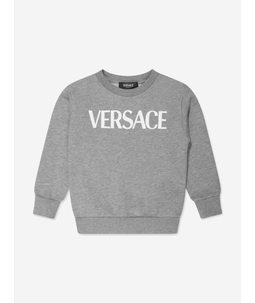 Versace Boys Logo Print Sweatshirt in Grey Comment ça marche