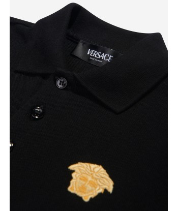 Versace Boys Medusa Logo Polo Shirt in Black de la marque