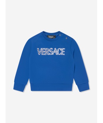 Versace Baby Boys Damier Logo Sweatshirt in Blue Paris Déstockage Promo