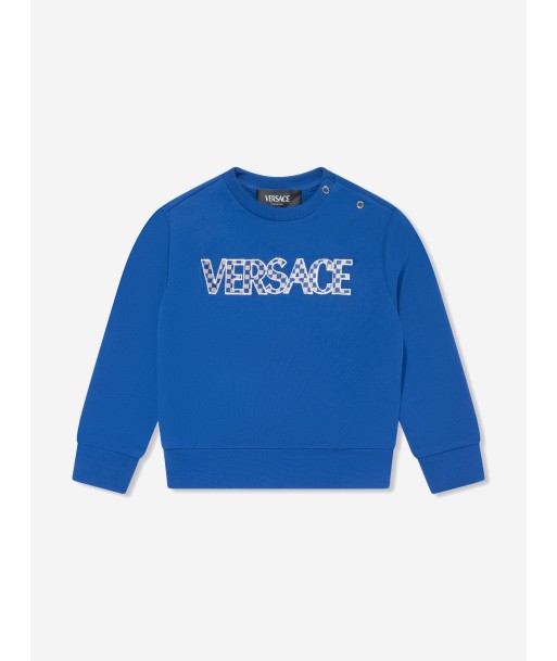 Versace Baby Boys Damier Logo Sweatshirt in Blue Paris Déstockage Promo