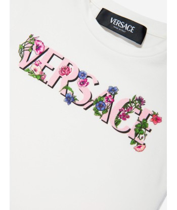 Versace Baby Girls Floral Logo T-Shirt in White en linge