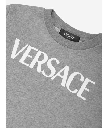 Versace Boys Logo Print Sweatshirt in Grey Comment ça marche