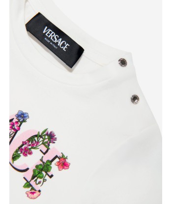 Versace Baby Girls Floral Logo T-Shirt in White en linge