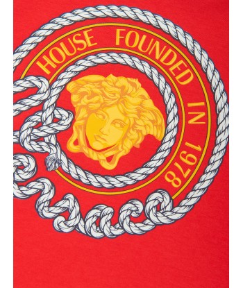 Versace Boys Nautical Medusa Logo T-Shirt in Red Economisez 