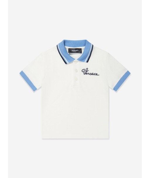 Versace Baby Boys Logo Polo Shirt in White pas chere