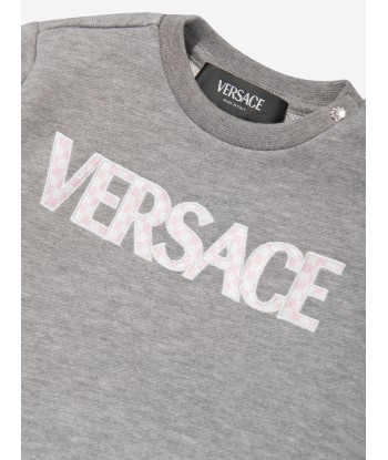 Versace Baby Boys Damier Logo Sweatshirt in Grey 2023