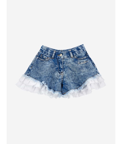 Monnalisa Girls Denim Flared Shorts in Blue Les magasins à Paris