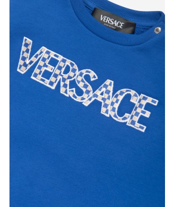 Versace Baby Boys Damier Logo Sweatshirt in Blue Paris Déstockage Promo