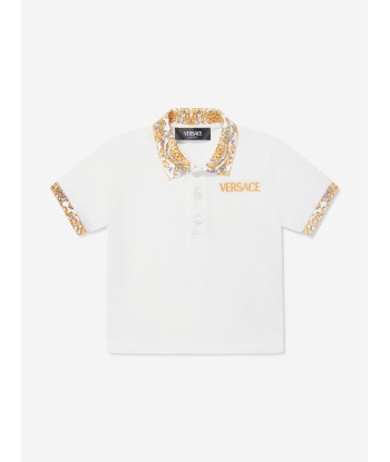 Versace Baby Boys Barocco Logo Polo Shirt in White de votre