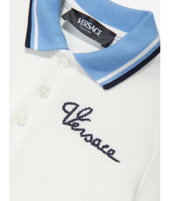 Versace Baby Boys Logo Polo Shirt in White pas chere