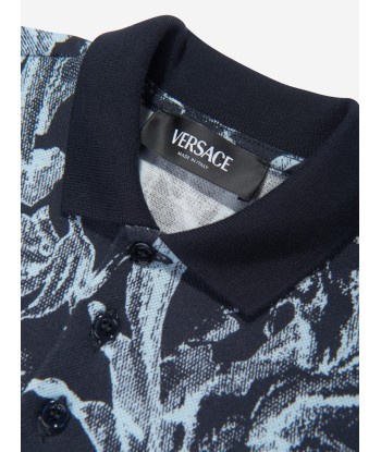 Versace Baby Boys Barocco Polo Shirt in Navy français