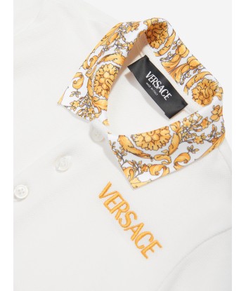 Versace Baby Boys Barocco Logo Polo Shirt in White de votre