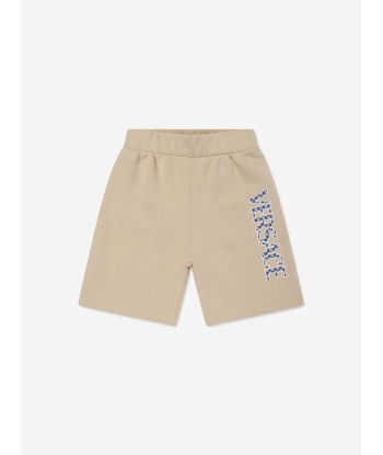 Versace Boys Fleece Logo Shorts in Beige la livraison gratuite