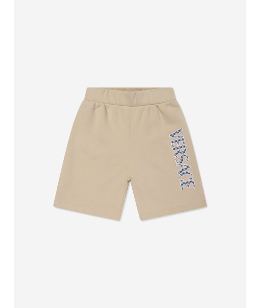 Versace Boys Fleece Logo Shorts in Beige la livraison gratuite