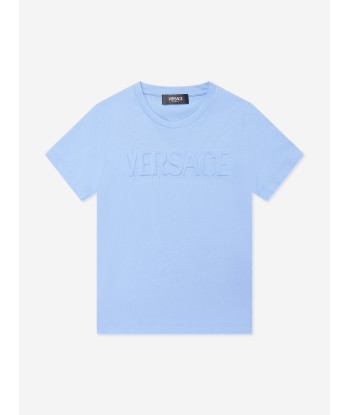 Versace Boys Embossed Logo T-Shirt in Blue france