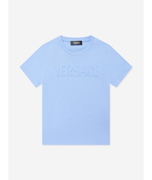 Versace Boys Embossed Logo T-Shirt in Blue france