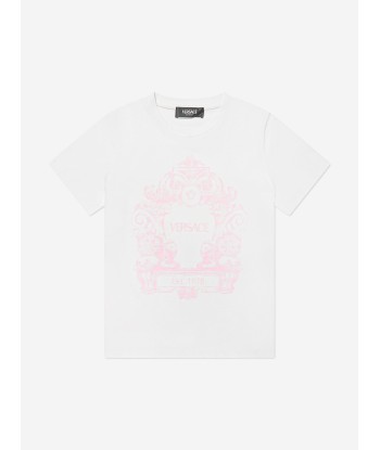 Versace Girls Stemma Logo T-Shirt in White basket pas cher