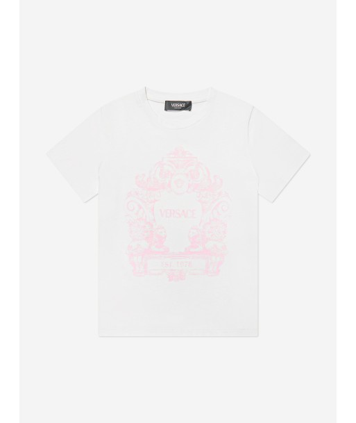 Versace Girls Stemma Logo T-Shirt in White basket pas cher