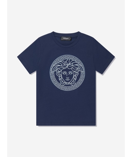 Versace Boys Medusa Logo T-Shirt in Navy français