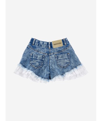 Monnalisa Girls Denim Flared Shorts in Blue Les magasins à Paris