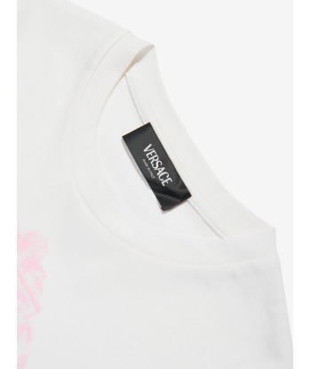 Versace Girls Stemma Logo T-Shirt in White basket pas cher